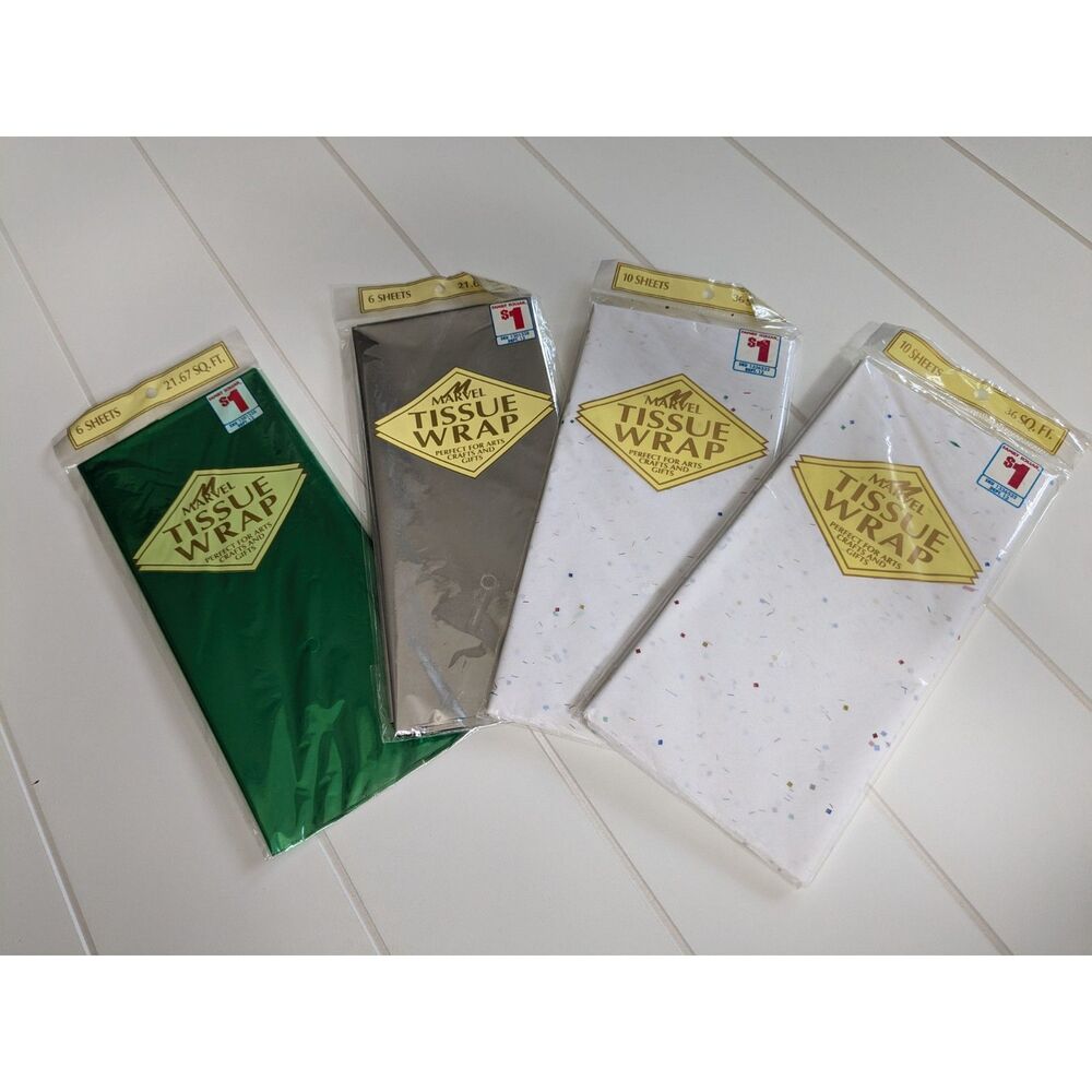 4 Packs Marvel Tissue Wrap - 2 Metallic, 2 Tissue Paper with Metallic Flecks